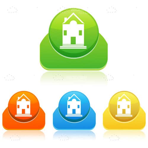 Colourful Round Badges with Abstract House Icon